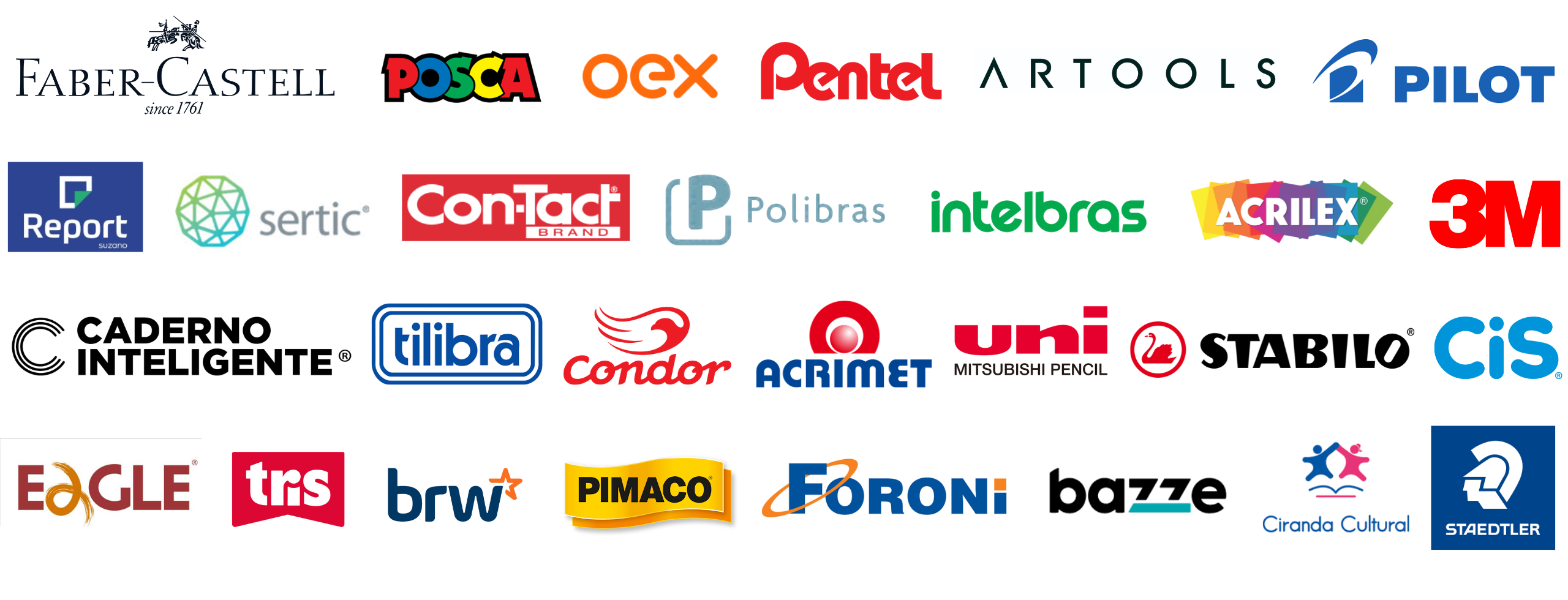 Logos dos parceiros comerciais da Papelaria Lupapel